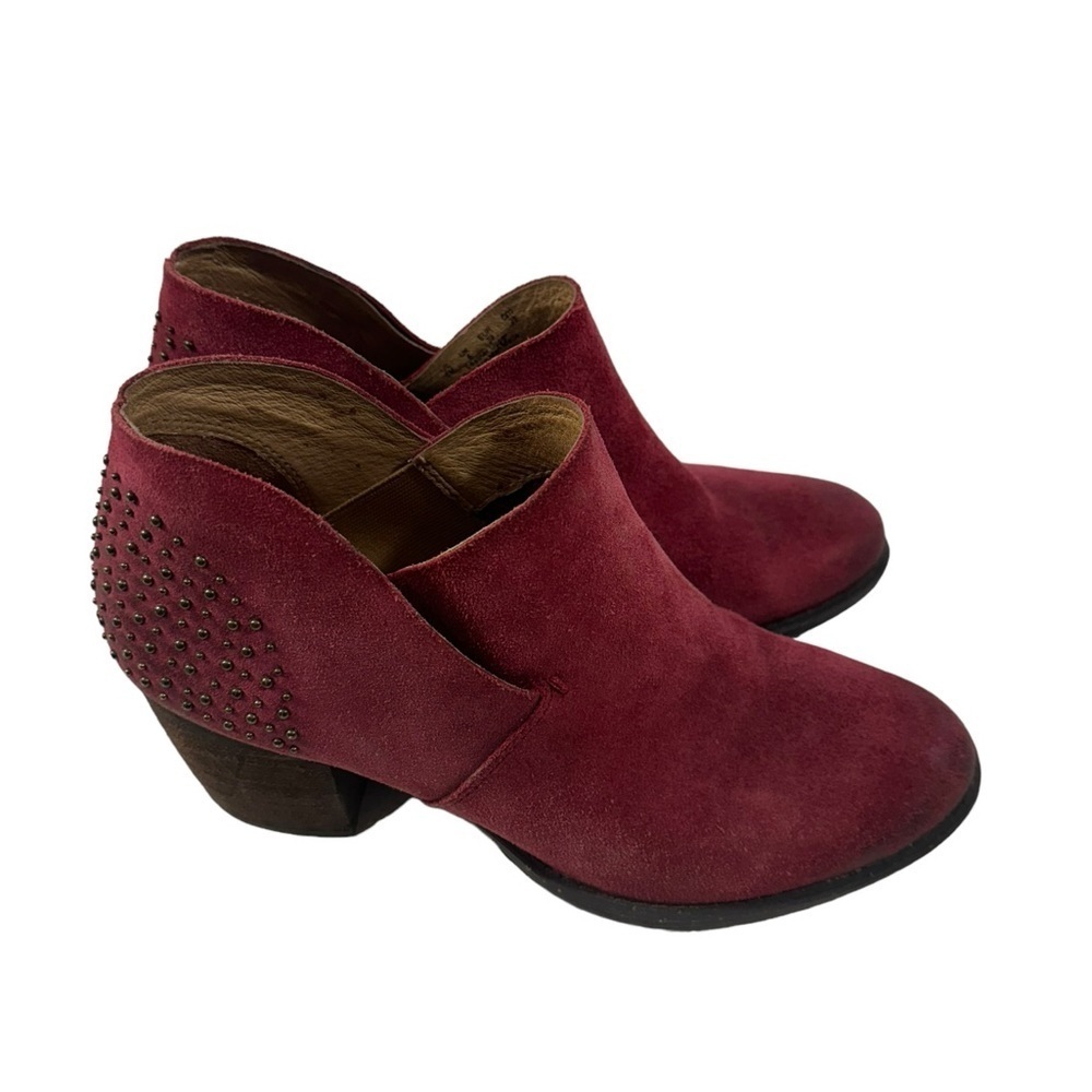 Anthropologie Naya Valerie Red Suede Studded Ankle Booties Size 8